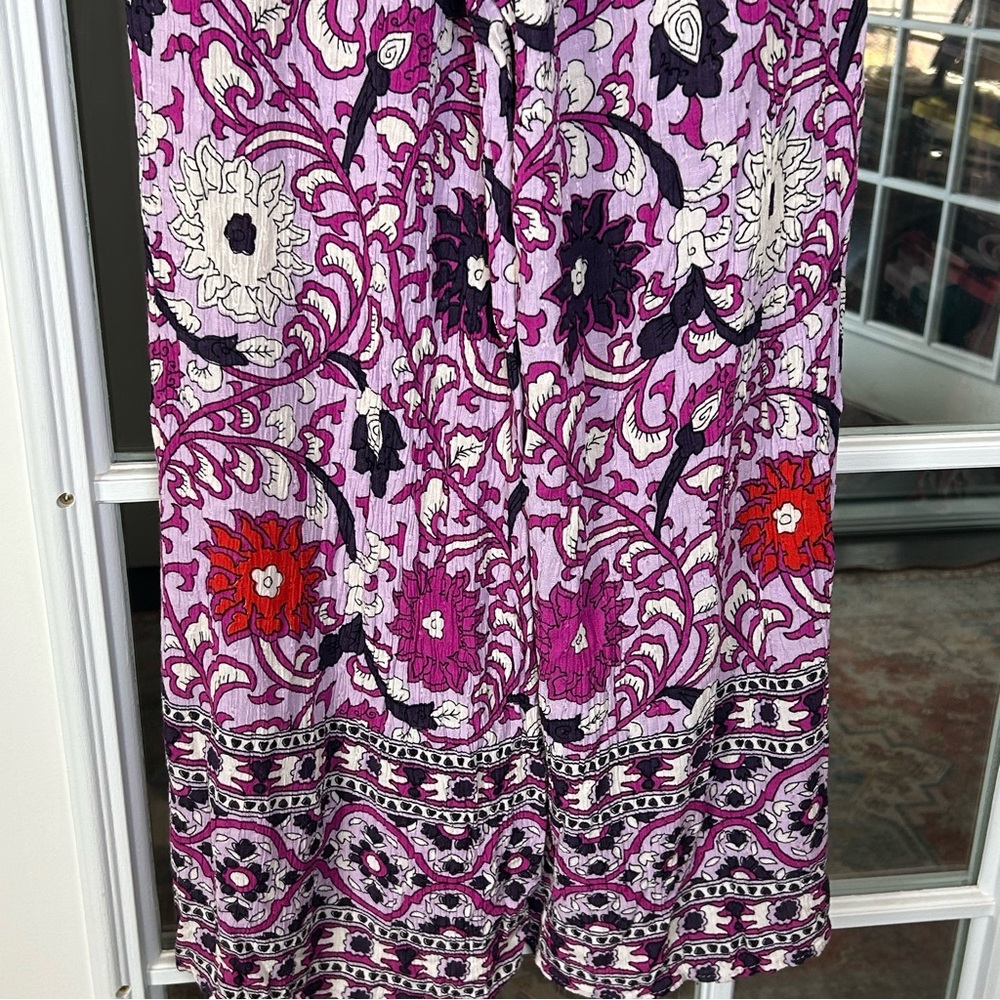 Cynthia Rowley Floral Purple Wide‎ Leg Pants Size Small - Picture 11 of 14
